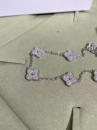 [Spark Jewelry]CLOVER 10 MOTIFS  FULL DIAMOND NECKLACE