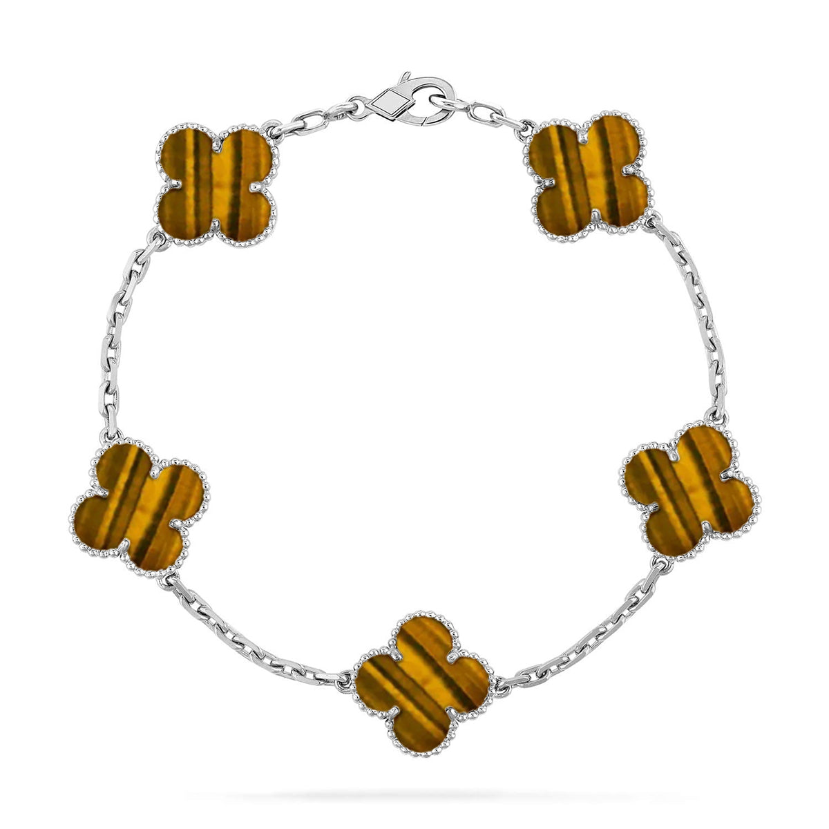 [Spark] CLOVER 5 MOTIFS TIGER EYE BRACELET COLLECTION