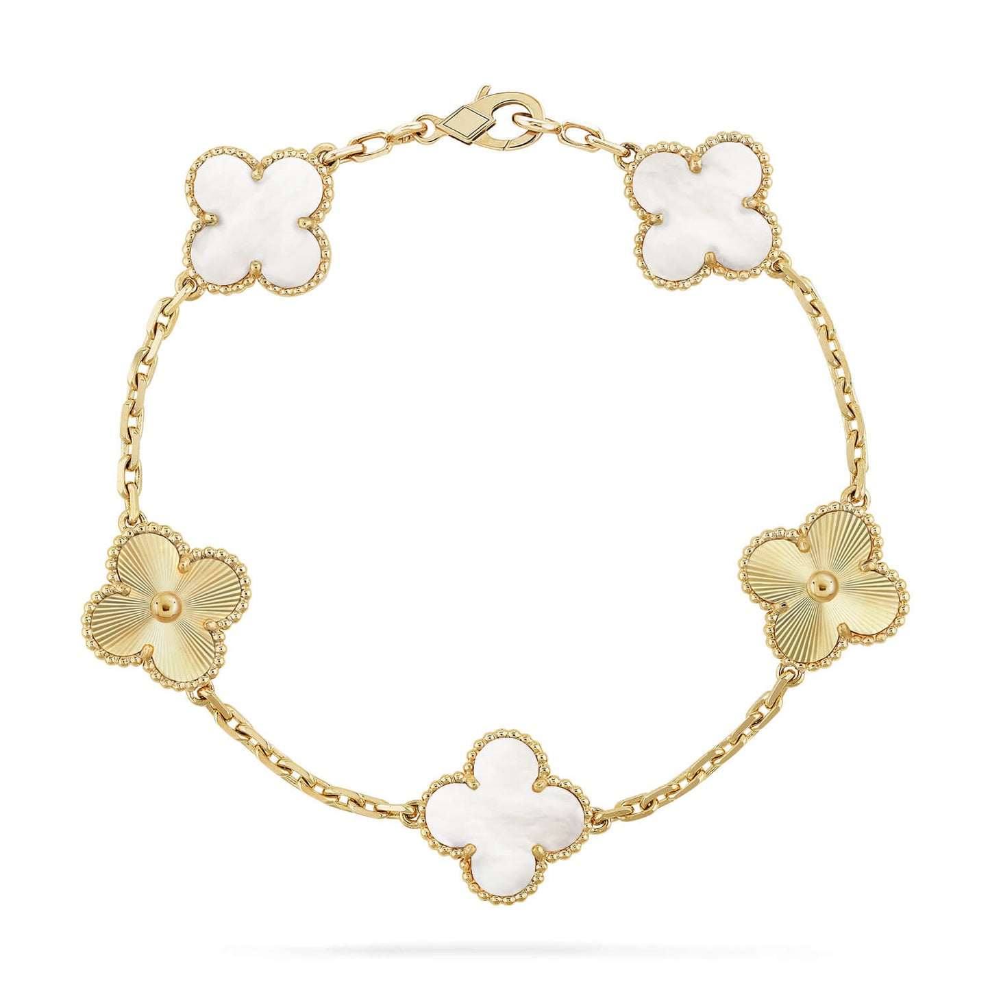 [Spark]CLOVER WHITE PEARL MOP 5 MOTIF BRACELET COLLECTION