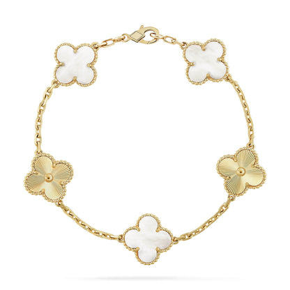 [Spark]CLOVER WHITE PEARL MOP 5 MOTIF BRACELET COLLECTION