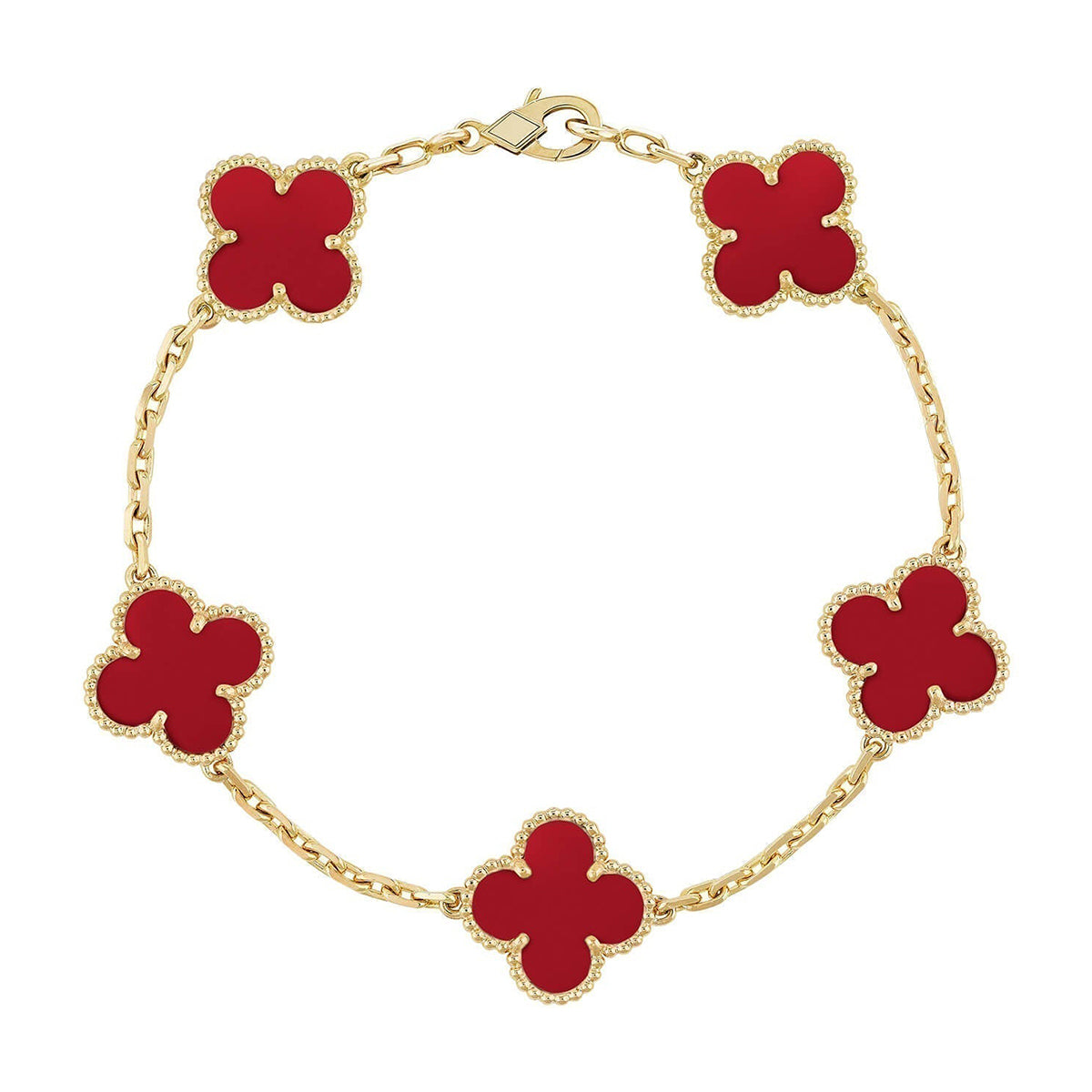 [Spark] CLOVER 5 MOTIF RED CORNELIAN BRACELET COLLECTION
