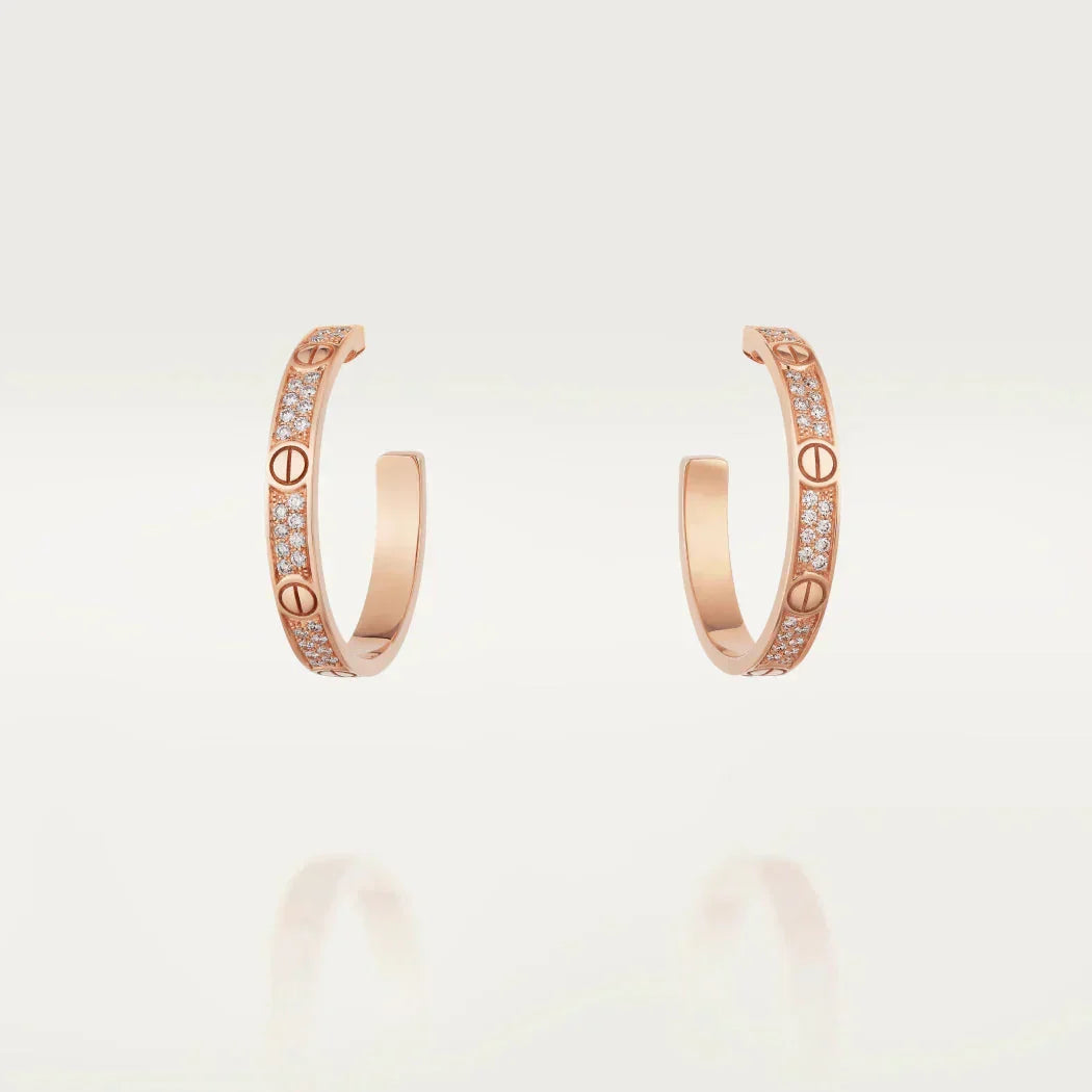 [Spark]LOVE DIAMOND PINK GOLD HOOP EARRINGS