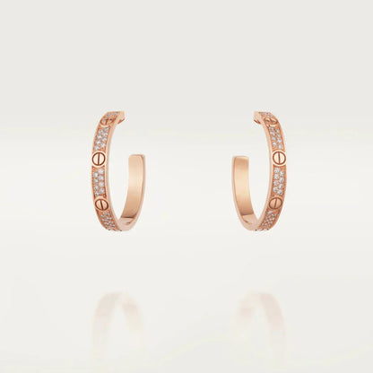 [Spark]LOVE DIAMOND PINK GOLD HOOP EARRINGS