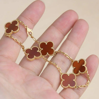 [Spark] CLOVER 5 MOTIF RED CORNELIAN BRACELET COLLECTION