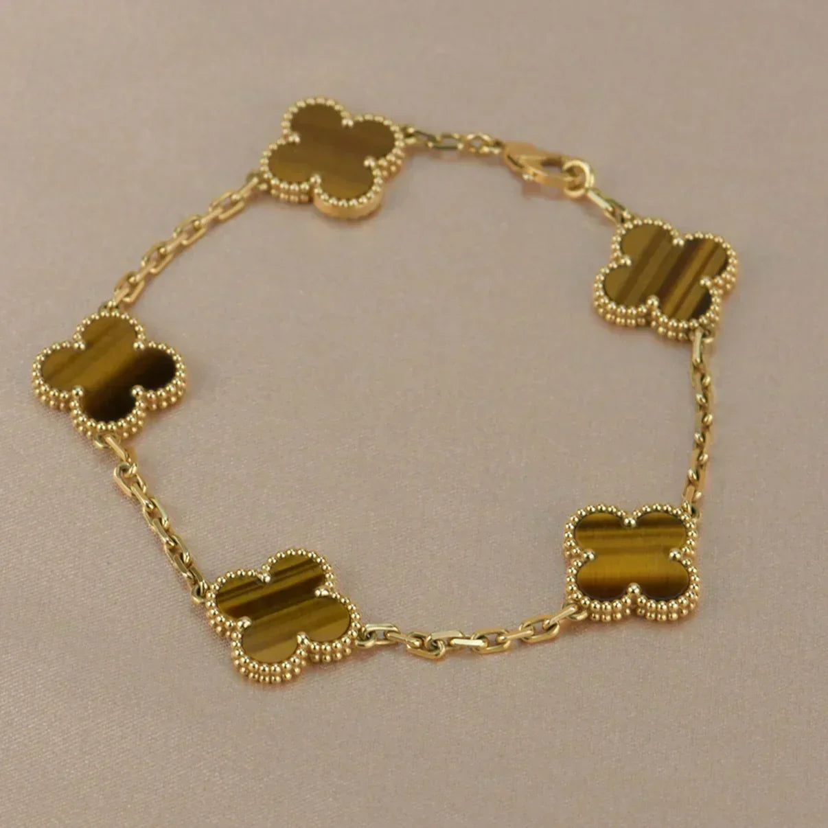 [Spark] CLOVER 5 MOTIFS TIGER EYE BRACELET COLLECTION