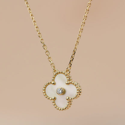 [Spark]CLOVER 15MM DIAMOND GOLD MOTHER OF PEARL NECKLACE