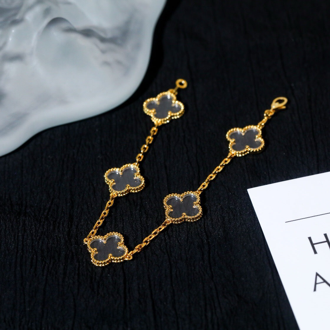 [Spark]CLOVER 5 MOTIF ROCK CRYSTAL BRACELET