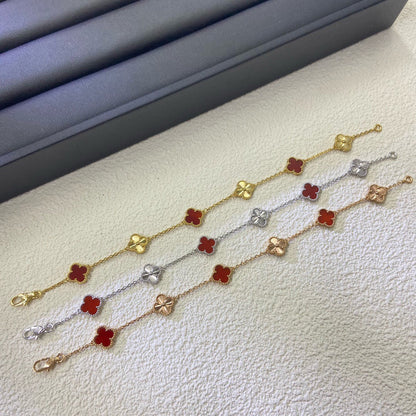 [Spark]CLOVER 6 MOTIF RED AGATE LASER BRACELET-w