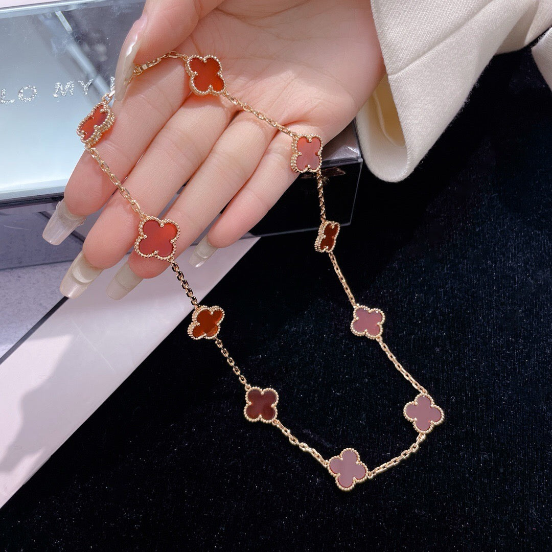 [Spark]CLOVER 10 MOTIFS CARNELIAN NECKLACE