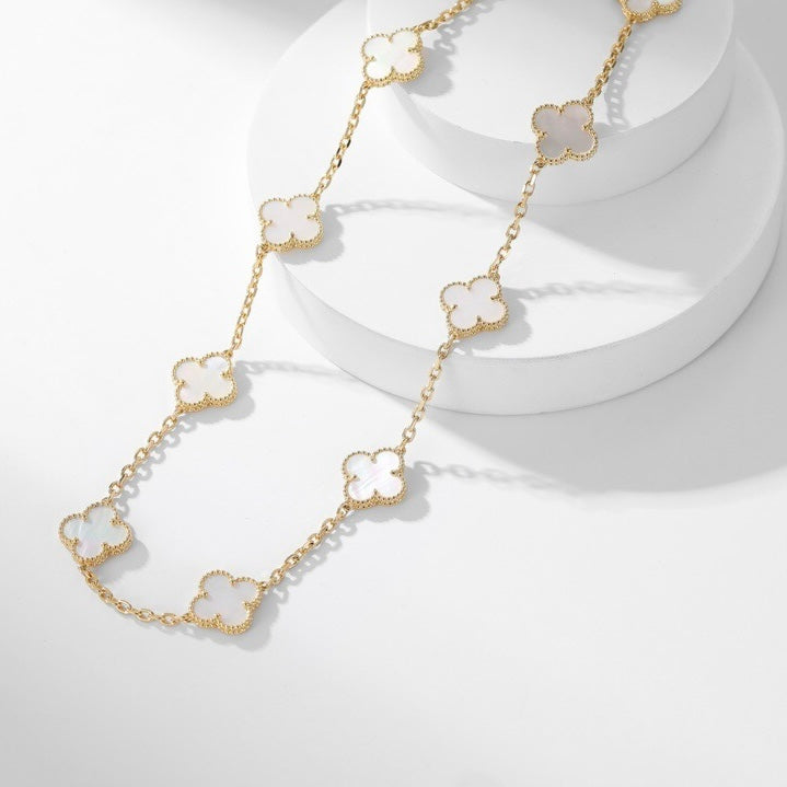 [Spark]CLOVER 10 MOTIFS WHITE MOTHER OF PEARL NECKLACE