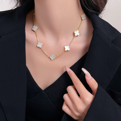 [Spark]CLOVER 10 MOTIFS WHITE MOTHER OF PEARL NECKLACE