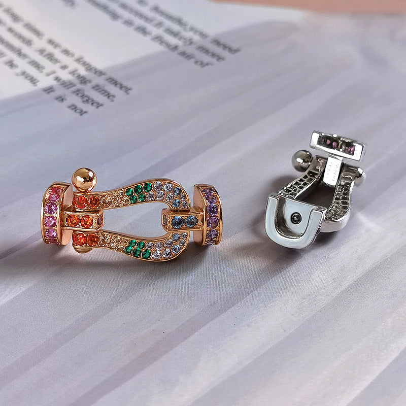 [Spark]FORC LARGE HORSESHOE  COLORED DIAMOND BRACELET SILVER