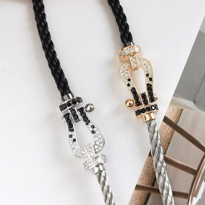 [Spark]FORCE LARGE HORSESHOE BLACK WHITE DIAMOND BRACELET SILVER
