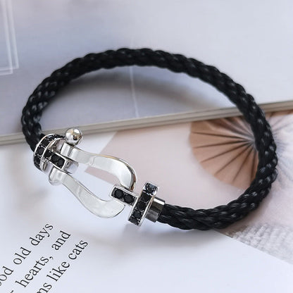 [Spark]FORCE LARGE HORSESHOE BLACK DIAMOND BRACELET SILVER