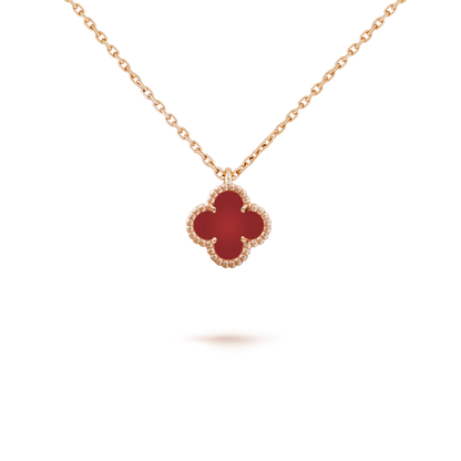 [Spark]CLOVER MINI 9.5MM WHITE CARNELIANS NECKLACE