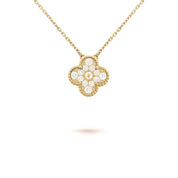 [Spark]CLOVER 15MM DIAMOND SINGLE FLOWER NECKLACE