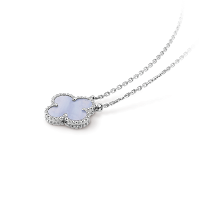 [Spark]CLOVER 15MM BLUE CHALCEDONY NECKLACE SILVER