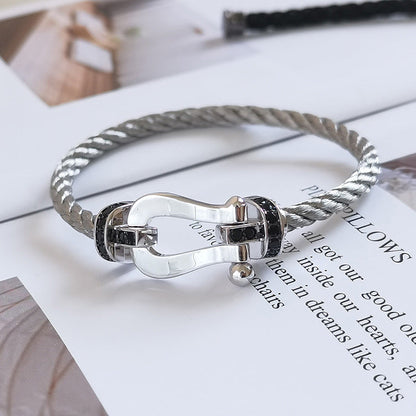 [Spark]FORCE LARGE HORSESHOE BLACK DIAMOND BRACELET SILVER