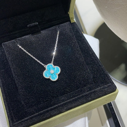 [Spark]CLOVER 15MM DIAMOND SVRES PORCELAIN  NECKLACE SILVER