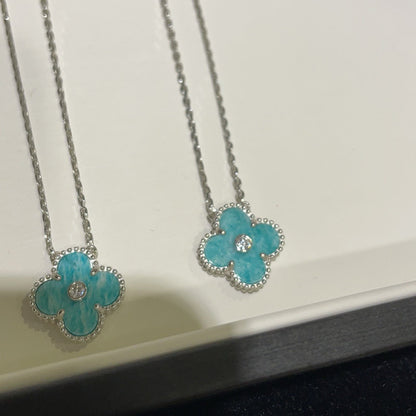 [Spark]CLOVER 15MM DIAMOND SVRES PORCELAIN  NECKLACE SILVER