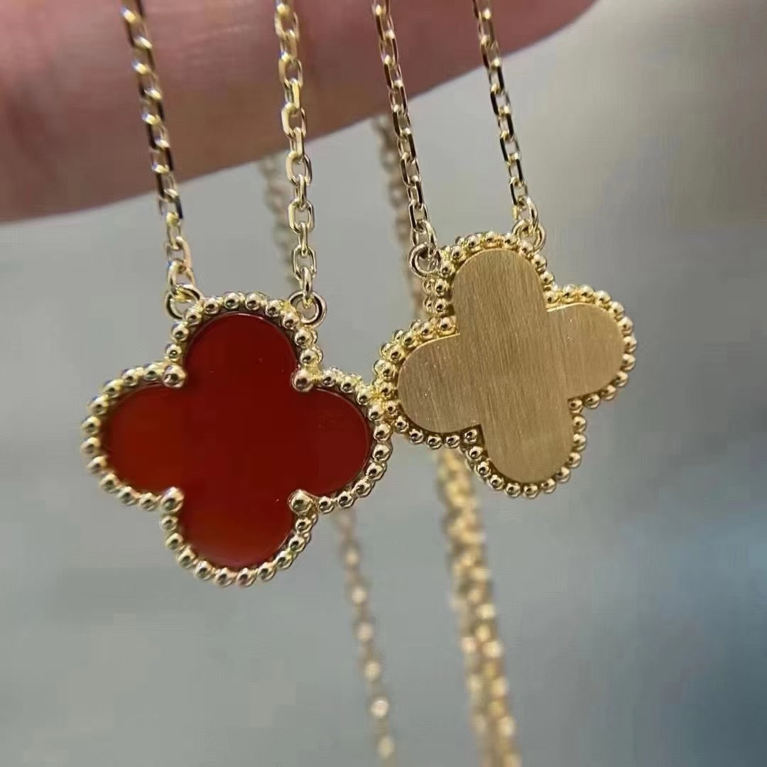 [Spark]CLOVER 15MM CARNELIAN SINGLE FLOWER NECKLACE
