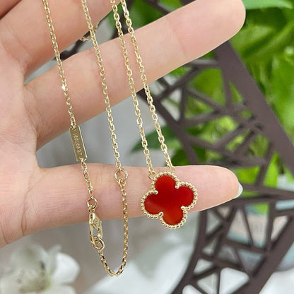 [Spark]CLOVER 15MM CARNELIAN SINGLE FLOWER NECKLACE