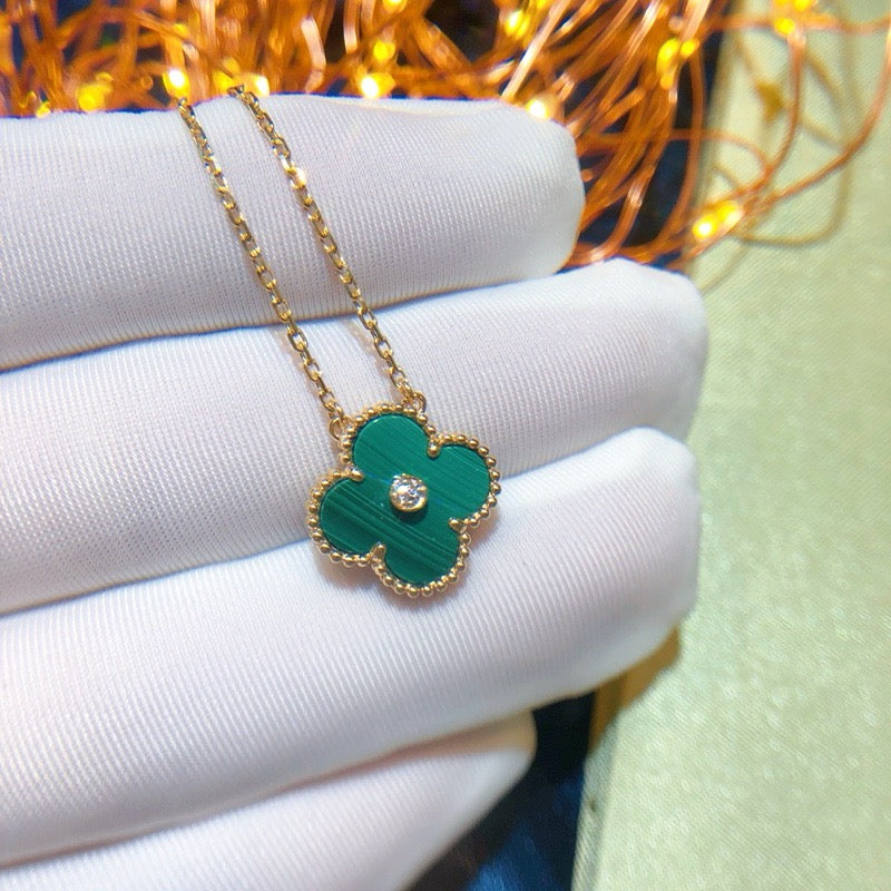[Spark]CLOVER 15MM DIAMOND TURQUOISE NECKLACE