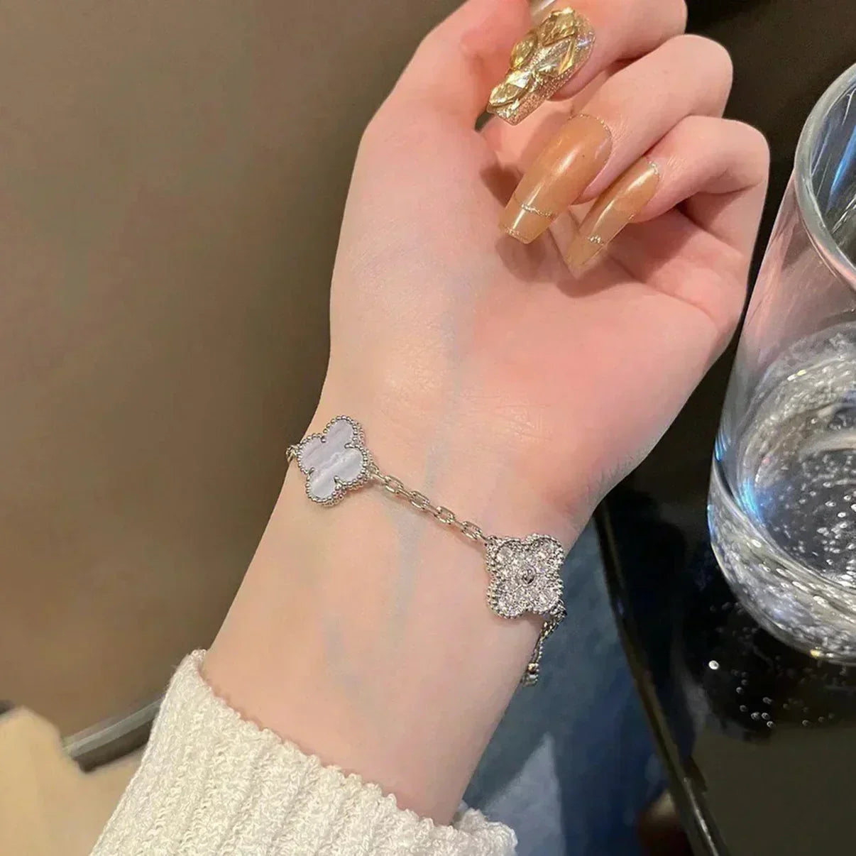 [Spark] CLOVER 5 MOTIF PURPLE CHALCEDONY BRACELET COLLECTION