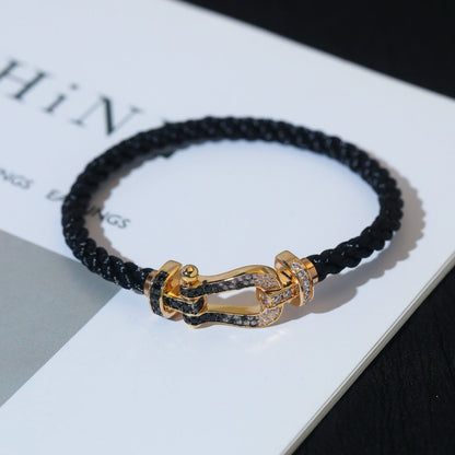 [Spark]FORCE LARGE HORSESHOE BLACK WHITE DIAMOND BRACELET Spark GOLD