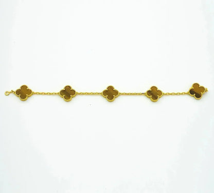 [Spark] CLOVER 5 MOTIFS TIGER EYE BRACELET COLLECTION