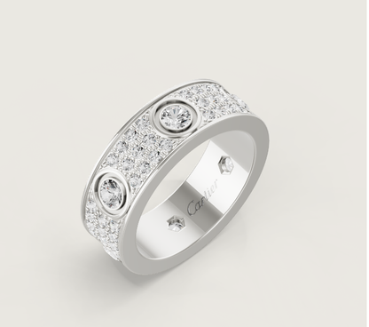 [Spark]LOVE RING 6.5MM Full Diamond, 6 Major Diamonds Silver