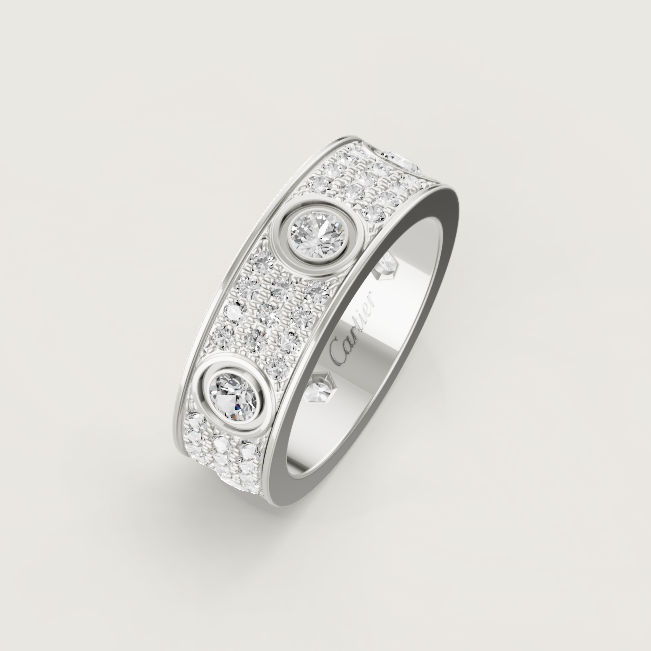 [Spark]LOVE RING 6.5MM Full Diamond, 6 Major Diamonds Silver
