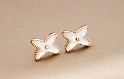 [Spark]JEUX DE WHITE MOP PINK GOLD DIAMOND EARRINGS