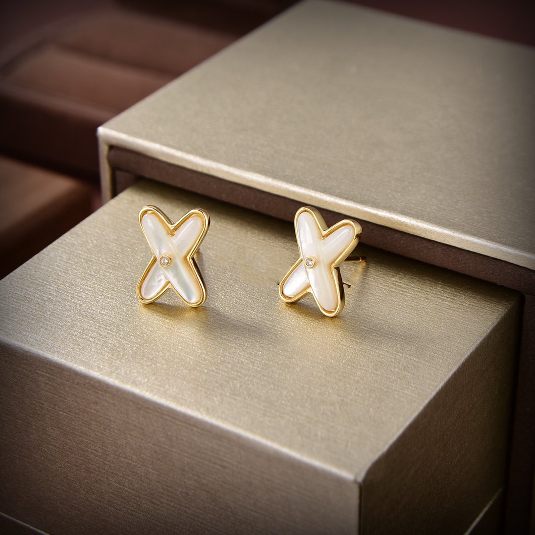 [Spark]JEUX DE WHITE MOP GOLD DIAMOND EARRINGS