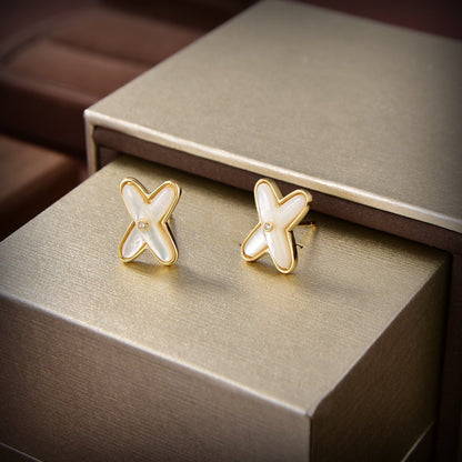 [Spark]JEUX DE WHITE MOP GOLD DIAMOND EARRINGS