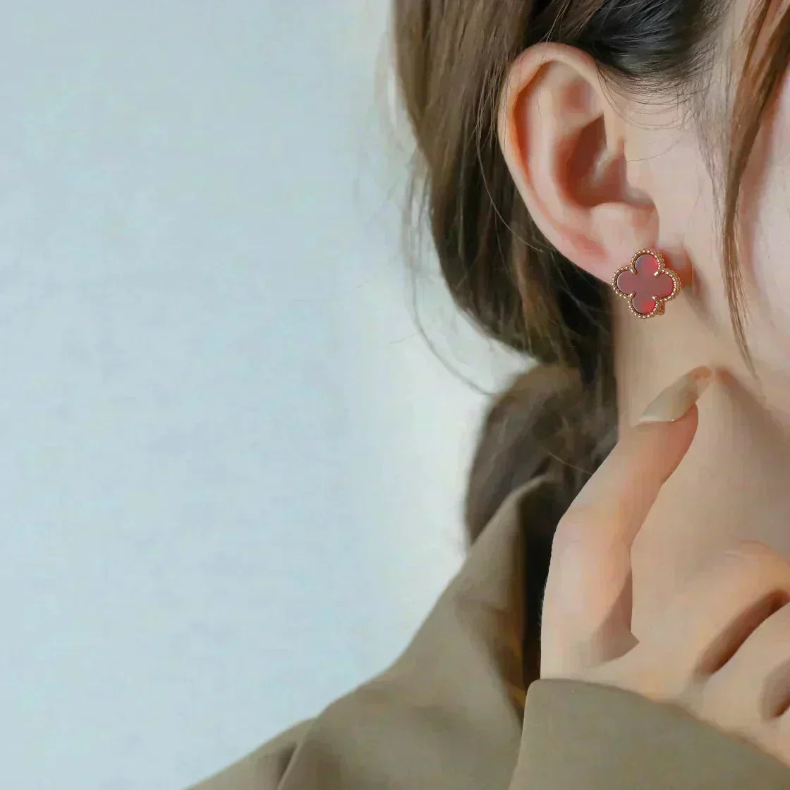 [Spark]CLOVER MEDIUM 1 MOTIFS CARNELIAN  EARRINGS