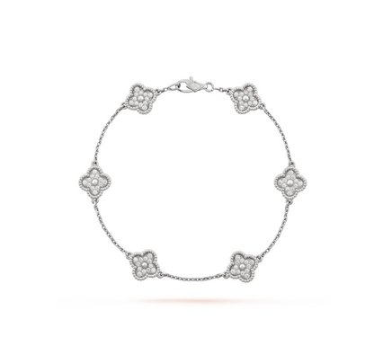 [Spark]CLOVER 6 MOTIF SILVER DIAMOND BRACELET
