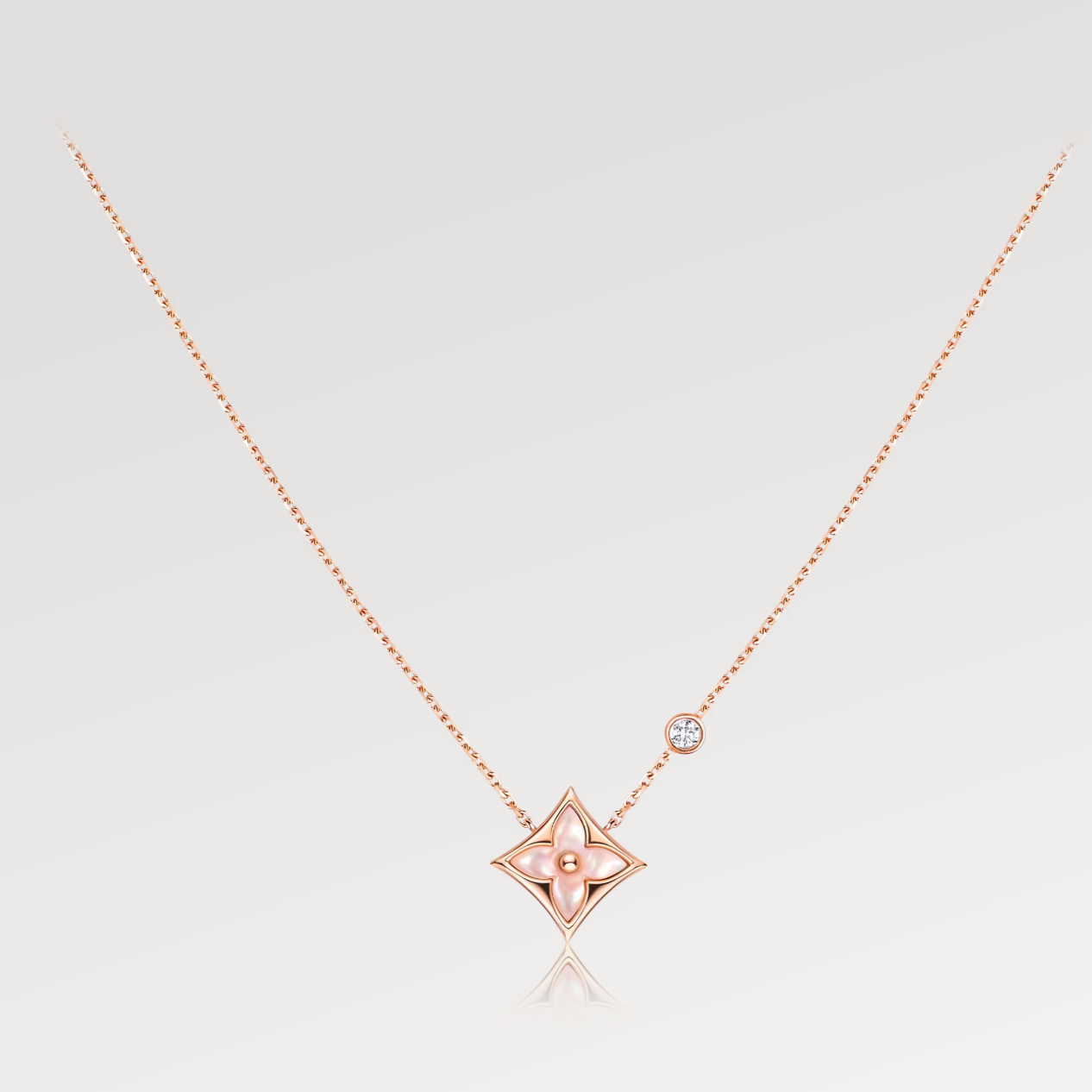 [Spark]STAR PINK MOP 1 DIAMOND PINK GOLD NECKLACE