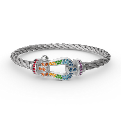 [Spark]FORC LARGE HORSESHOE  COLORED DIAMOND BRACELET SILVER