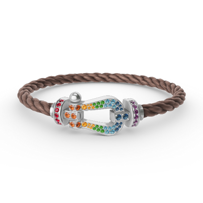 [Spark]FORC LARGE HORSESHOE  COLORED DIAMOND BRACELET SILVER