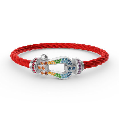 [Spark]FORC LARGE HORSESHOE  COLORED DIAMOND BRACELET SILVER