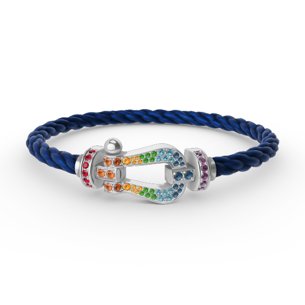 [Spark]FORC LARGE HORSESHOE  COLORED DIAMOND BRACELET SILVER