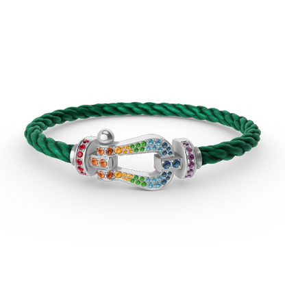 [Spark]FORC LARGE HORSESHOE  COLORED DIAMOND BRACELET SILVER