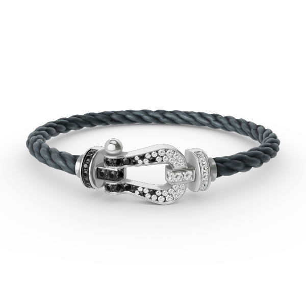 [Spark]FORCE LARGE HORSESHOE BLACK WHITE DIAMOND BRACELET SILVER