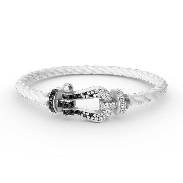 [Spark]FORCE LARGE HORSESHOE BLACK WHITE DIAMOND BRACELET SILVER