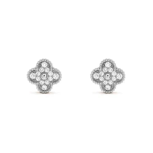 [Spark]CLOVER 1 MOTIFS DIAMOND STUD EARRINGS SILVER