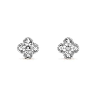 [Spark]CLOVER 1 MOTIFS DIAMOND STUD EARRINGS SILVER