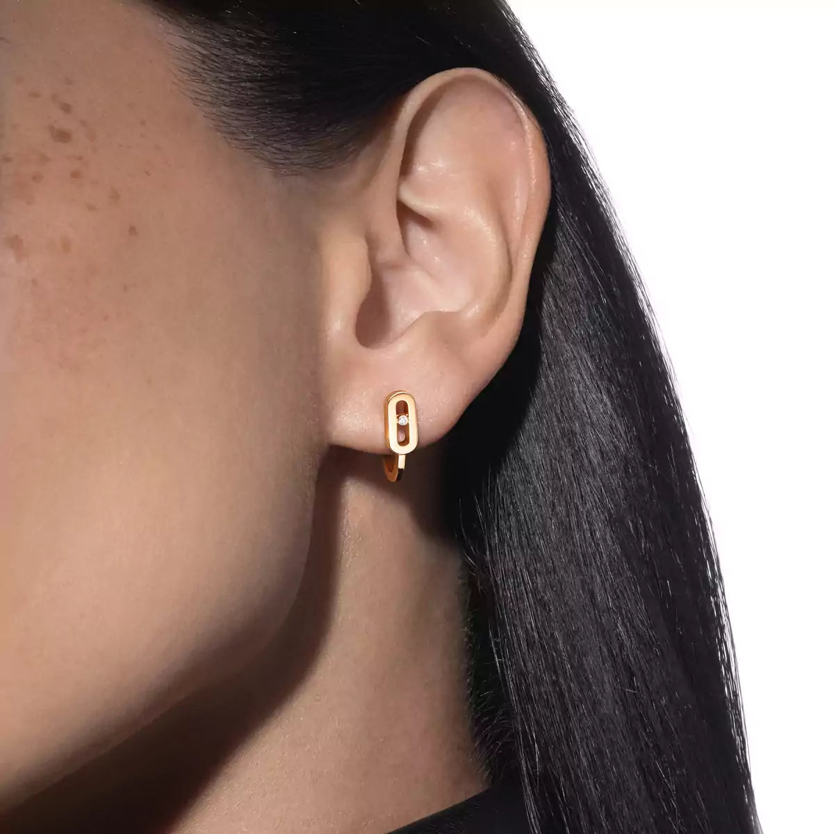 [Spark]Diamond Mini Hoop Earrings Move Classique