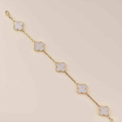 [Spark]CLOVER WHITE PEARL MOP 5 MOTIF BRACELET COLLECTION