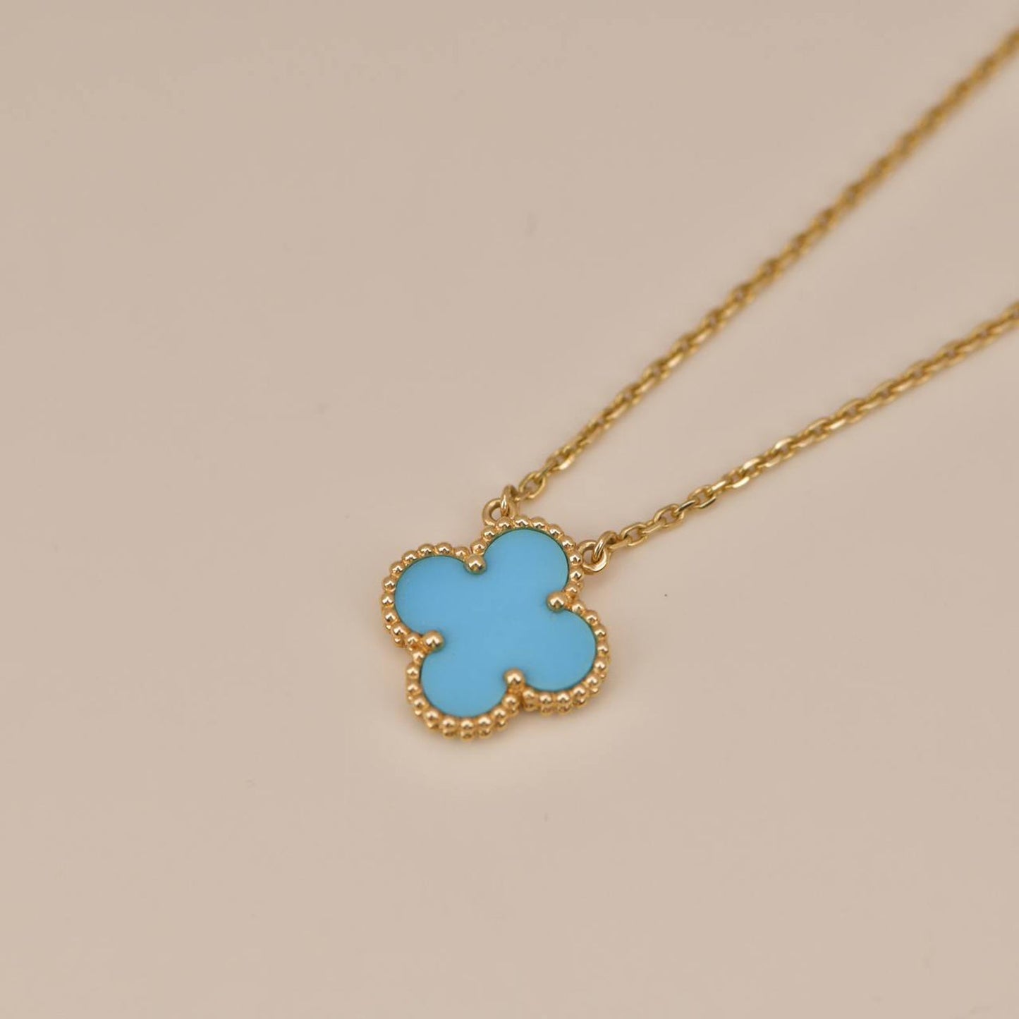 [Spark]CLOVER 15MM VINTAGE TURQUOISE NECKLACE